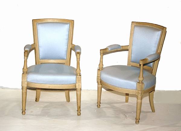 Appraisal: A pair of Louis XVI painted beechwood fauteuils en cabriole