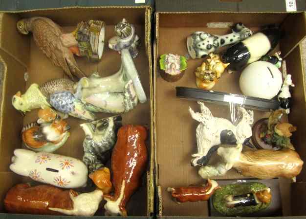 Appraisal: Two Trays of various Pottery and Animals including Beswick Spaniel