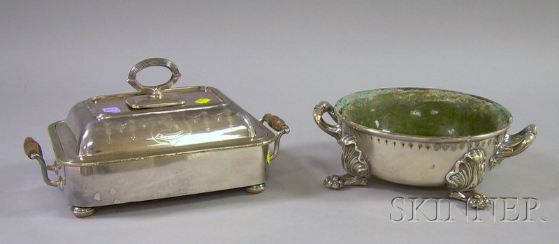 Appraisal: Two English Silver Plated Serving Items a footed and covered