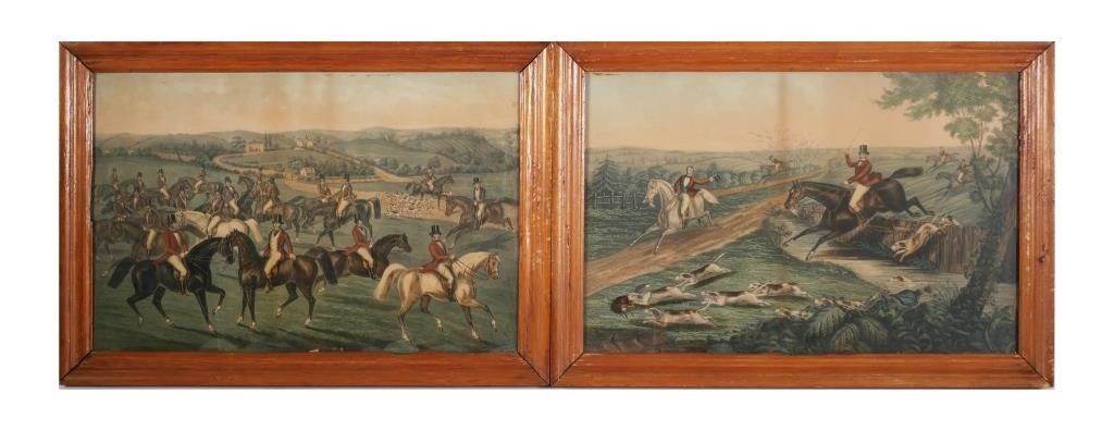 Appraisal: Nice pair of Equestrian Fox Hunt lithographs circa early th