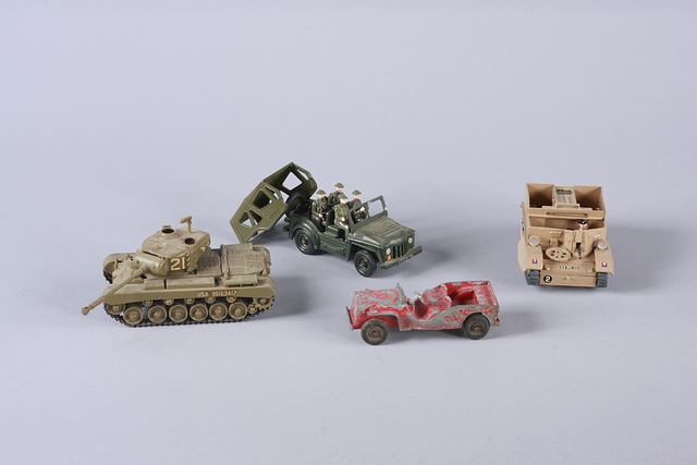 Appraisal: Lot of vehicles Britains austin champ with figures metal French