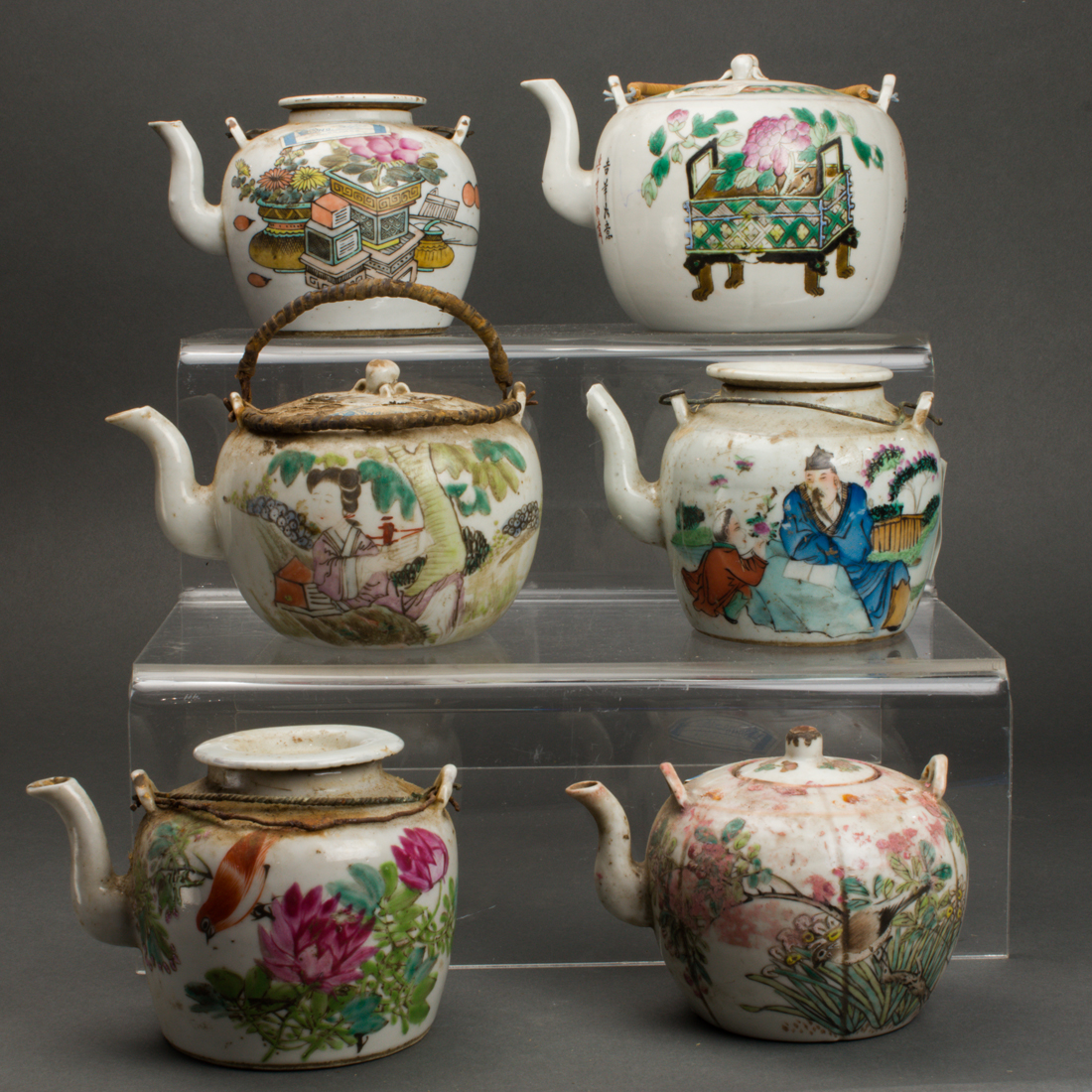 Appraisal: LOT OF CHINESE FAMILLE ROSE TEAPOTS lot of Chinese famille