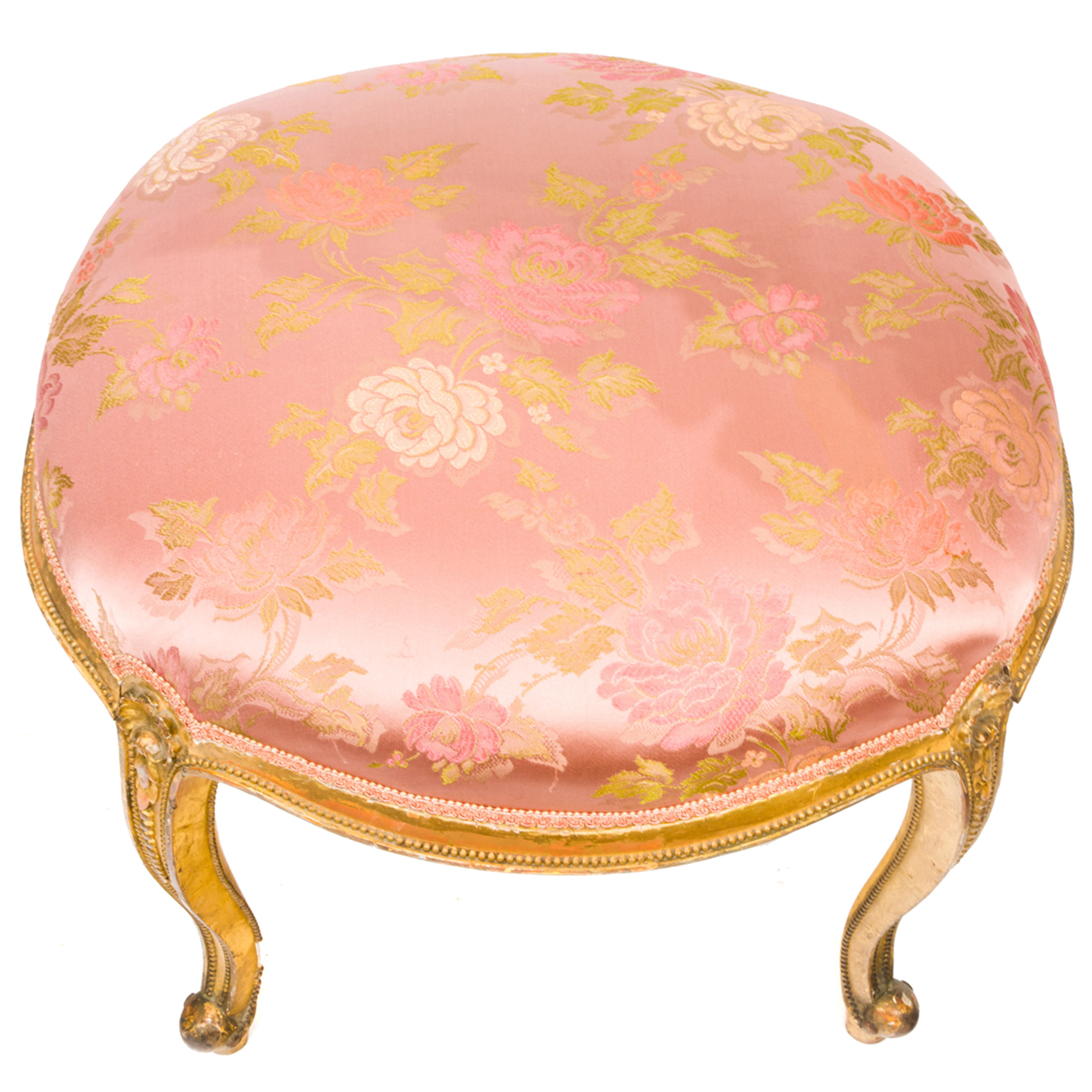 Appraisal: A LOUIS XV STYLE GILTWOOD CARVED OTTOMAN A Louis XV