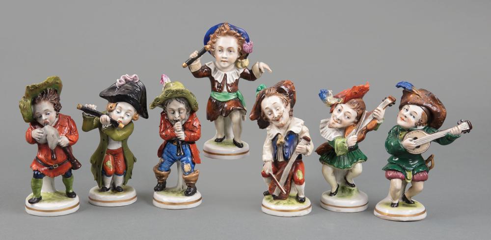 Appraisal: Seven Scheibe-Alsbach Polychrome Porcelain Musicians th c each marked each