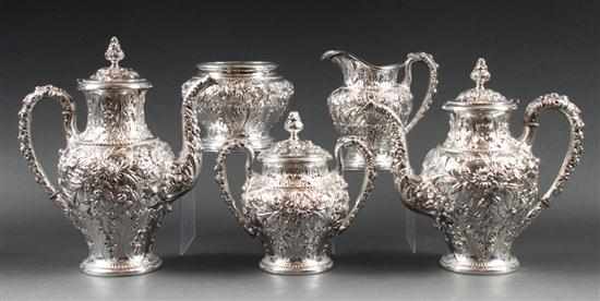 Appraisal: American repousse sterling silver five-piece tea and coffee service S