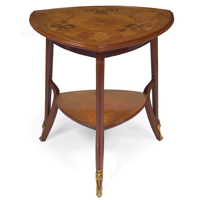 Appraisal: Fine Majorelle table three-sided marquetry top