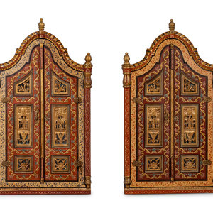 Appraisal: A Pair of Syrian Painted Doors Early th Century Height