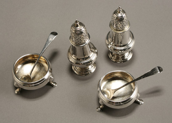 Appraisal: Pair of George III Silver Pepper Casters and a Pair