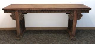 Appraisal: Huanghuali Table Huanghuali Table With legs enclosed on ends with