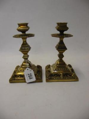 Appraisal: A PAIR OF VICTORIAN BRASS CANDLESTICKS in Renaissance Revival style