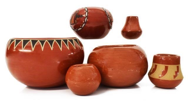 Appraisal: lot of Native American redware pottery including burnished pot signed