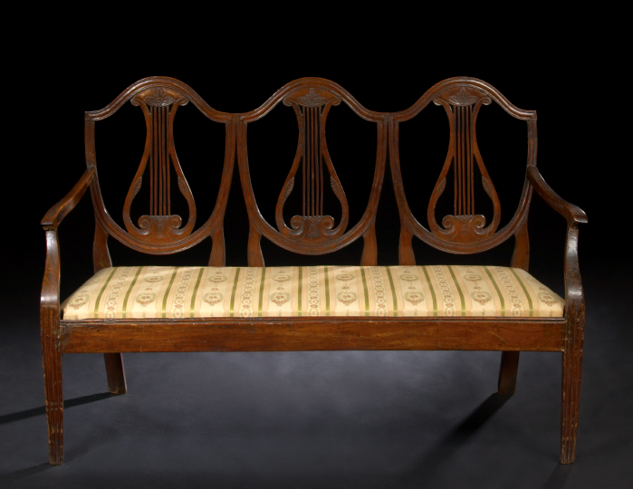 Appraisal: George III-Style Mahogany Settee late th century the triple-shield-form backs