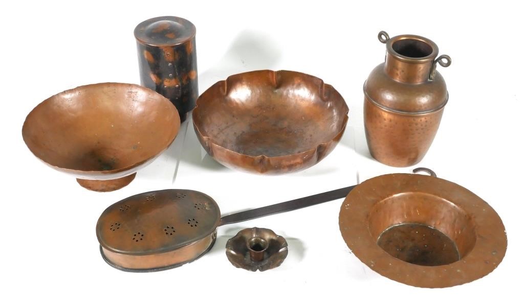 Appraisal: Group of Arts Crafts period hand hammered copper pieces including