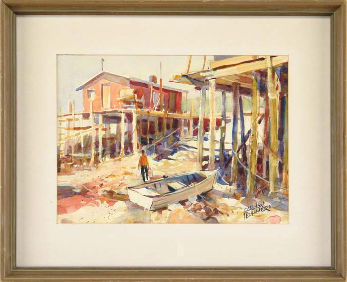 Appraisal: CARLTON PLUMMER American th Century WESTPOINT MAINE Watercolor harbor scene