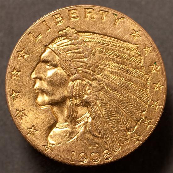 Appraisal: U S Incuse Indian Head type gold Quarter Eagle AU-