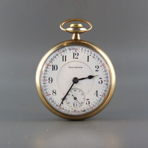 Appraisal: Burlington Railroad Pocketwatch jewels gold-filled open face size working