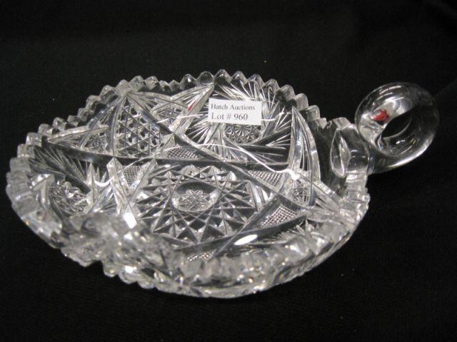 Appraisal: Brilliant Period Cut Glass Nappy handled leaf shaped