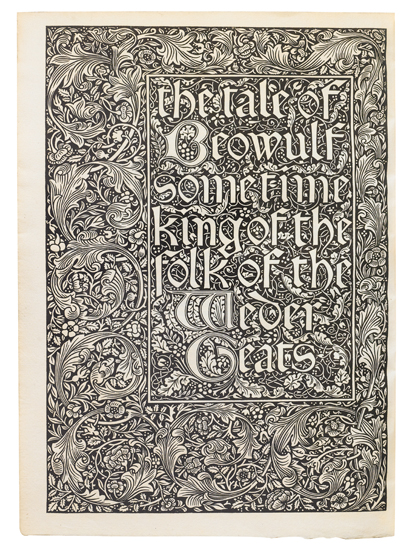 Appraisal: KELMSCOTT PRESS The Tale of Beowulf Translated by William Morris