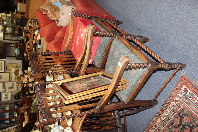 Appraisal: A PAIR OF MID TH CENTURY OAK OPEN ARMCHAIRS with