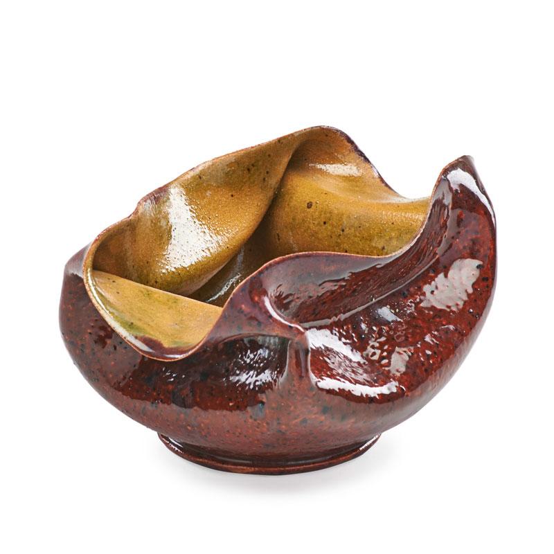 Appraisal: GEORGE OHR Vessel with raspberry glaze Condition Report One small