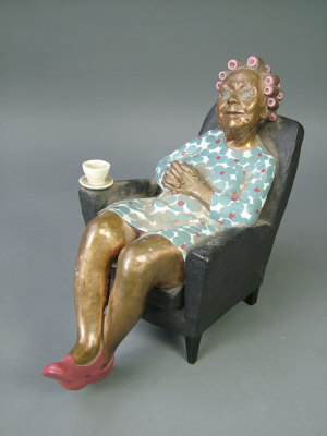 Appraisal: A contemporary cold painted bronze figure of an old lady