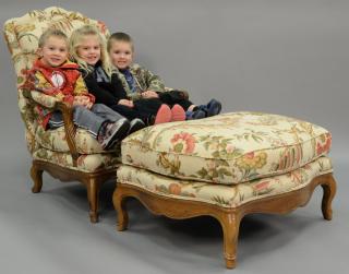 Appraisal: Louis XV style open armchair and ottoman Louis XV style