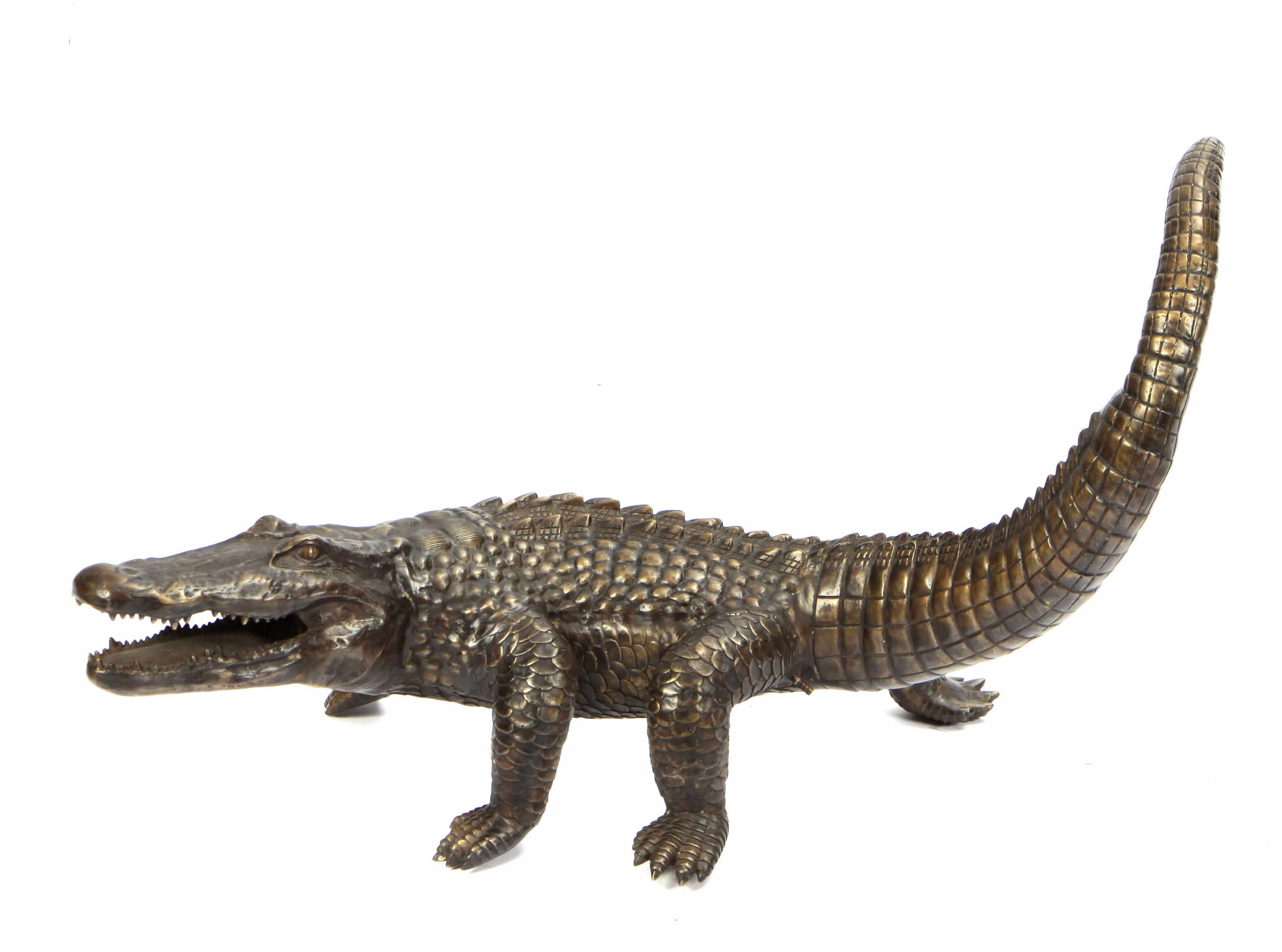 Appraisal: A patinated bronze model of a crocodile height in width