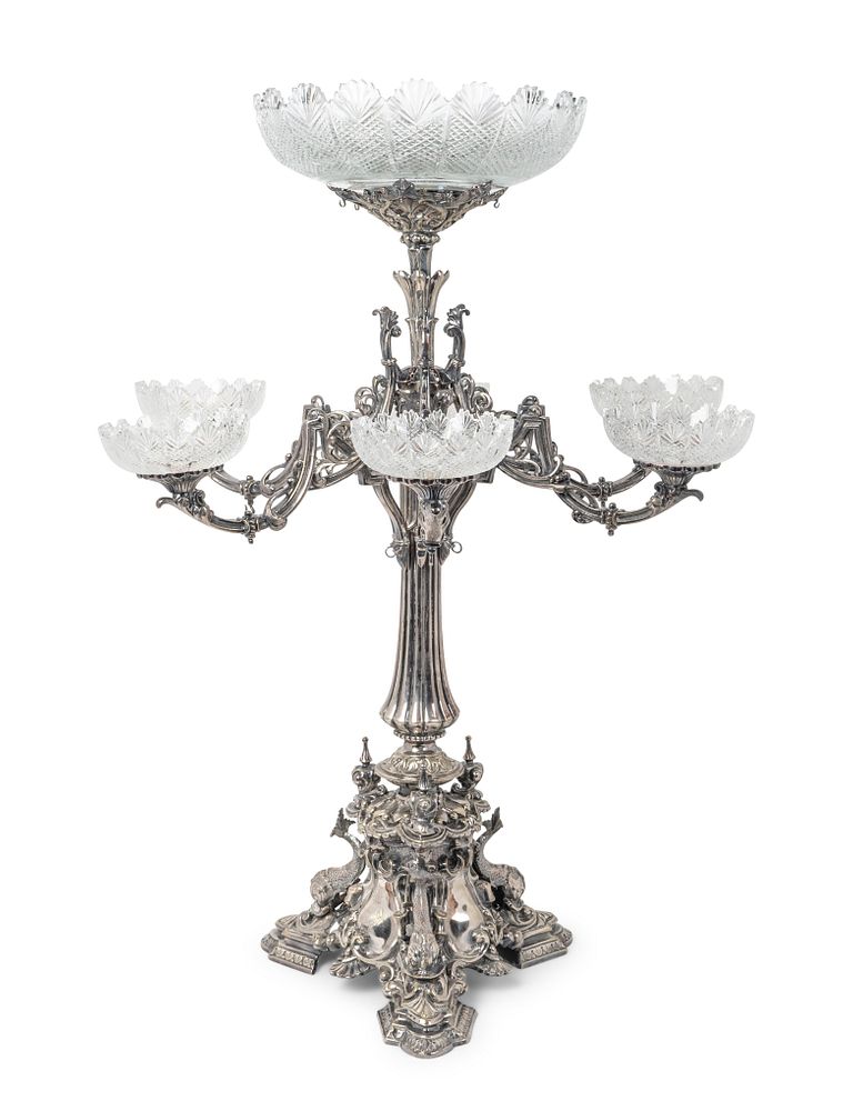 Appraisal: A Victorian Silver Plate Epergne Height inches A Victorian Silver