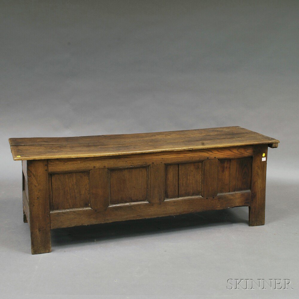 Appraisal: Oak Four-panel Blanket Chest England th century loss ht wd