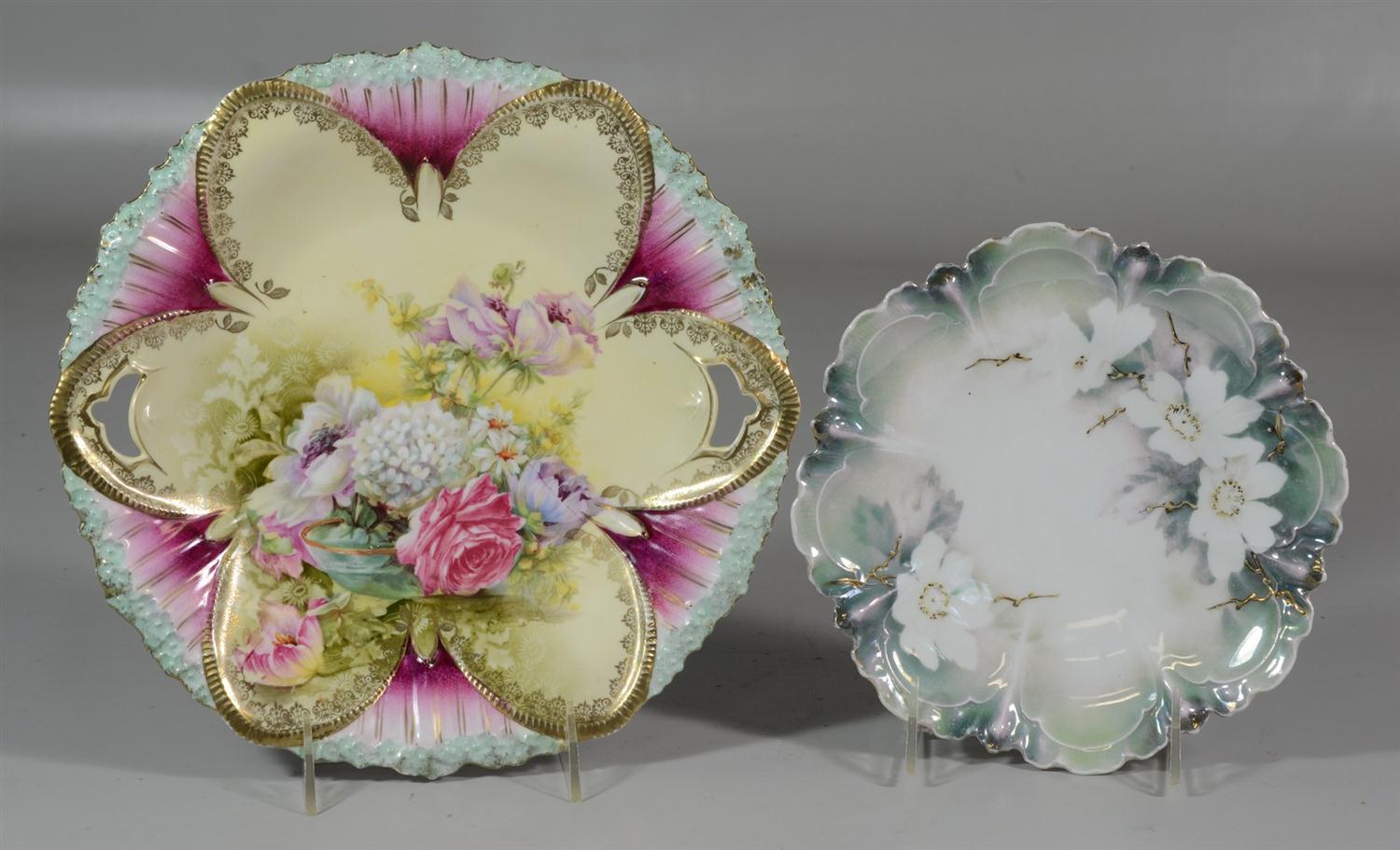 Appraisal: pcs RS Prussia porcelain to include a double handled sandwich