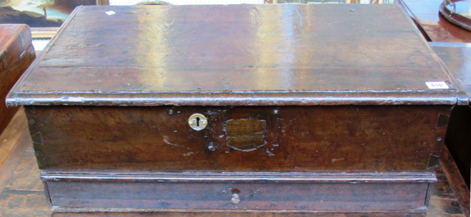 Appraisal: A th century oak bible box with single long drawer