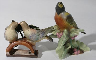 Appraisal: Two Lenci Pottery models of birds painted in colours impressed