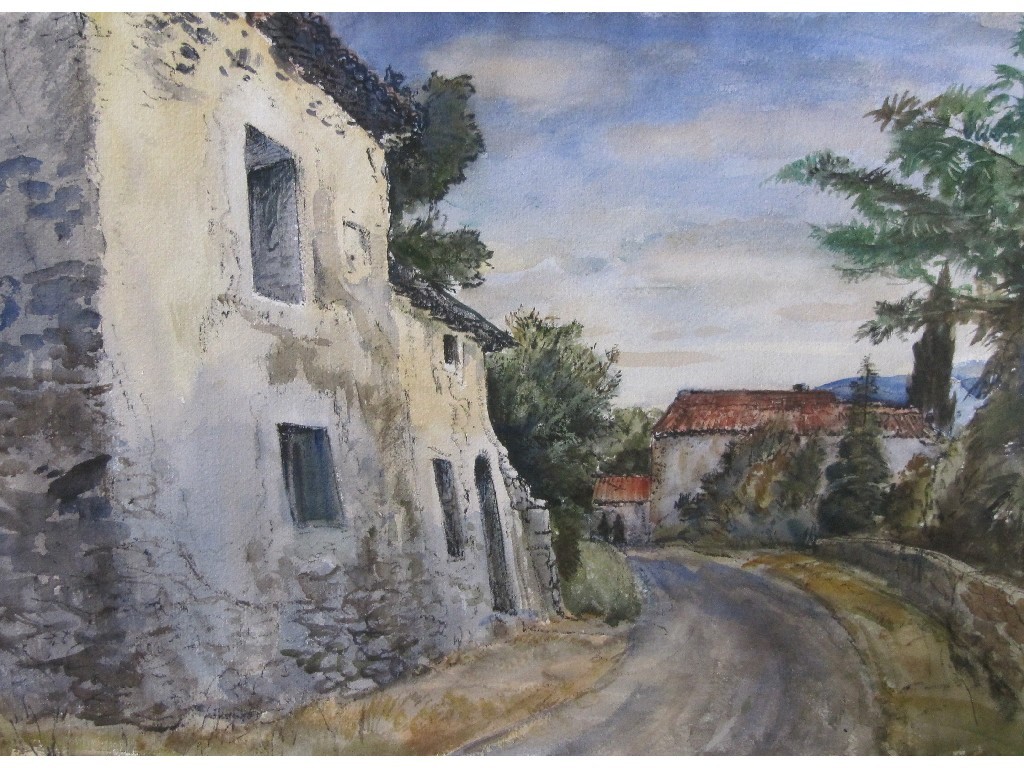 Appraisal: ALEXANDER S BURNS RSW - Watercolour 'Evening Light Southern Village'