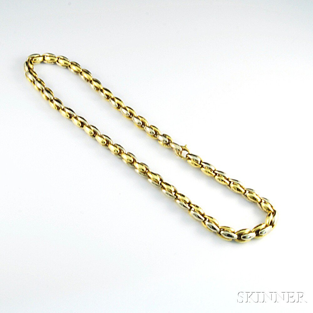 Appraisal: Chimento Bicolor kt Gold Necklace Italy composed of interlocking yellow