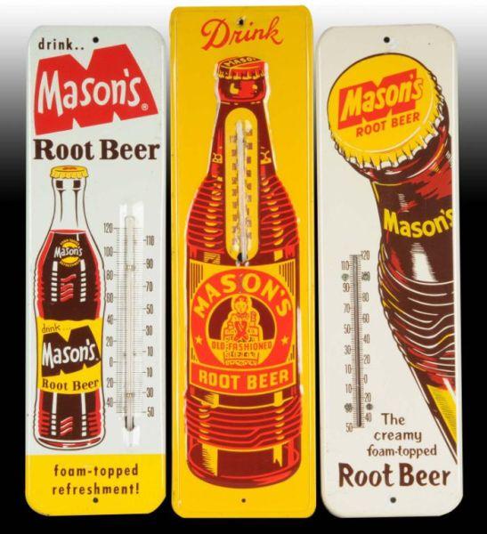 Appraisal: Lot of Mason's Root Beer Tin Thermometers Description Circa s