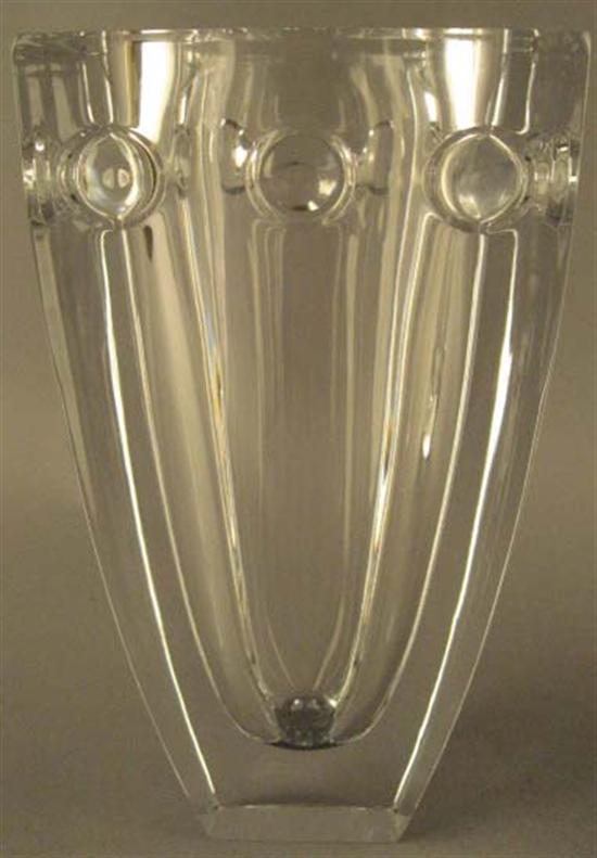 Appraisal: Two Heavy Clear Glass Vases Unsigned Tallest H