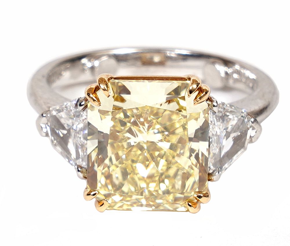 Appraisal: Yellow Brilliant Diamond Ring w GIA Cert stone ring with