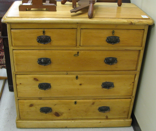 Appraisal: VICTORIAN STYLE PINE CHEST OF DRAWERS the front featuring two