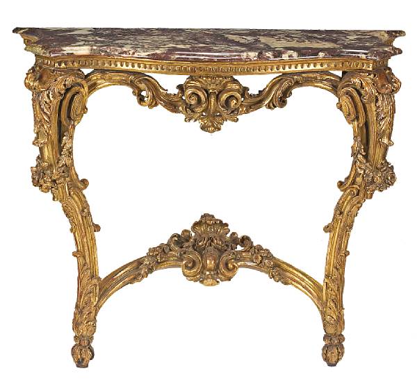 Appraisal: A Louis XV giltwood console d'applique mid th century The