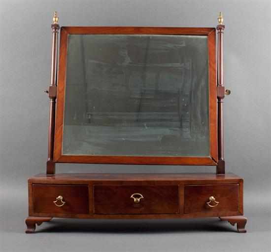 Appraisal: George III mahogany shaving stand circa three-drawer base with mirrored