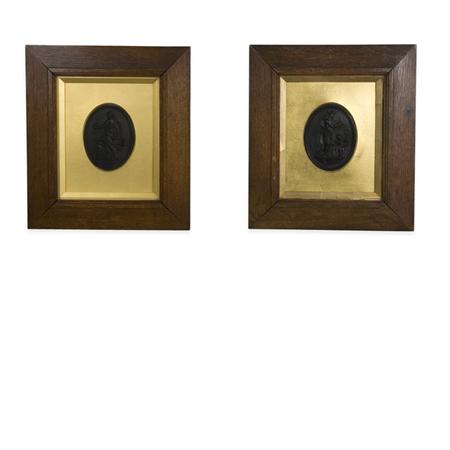 Appraisal: Pair of Framed Wedgwood Pottery Basalt Plaques Estimate -