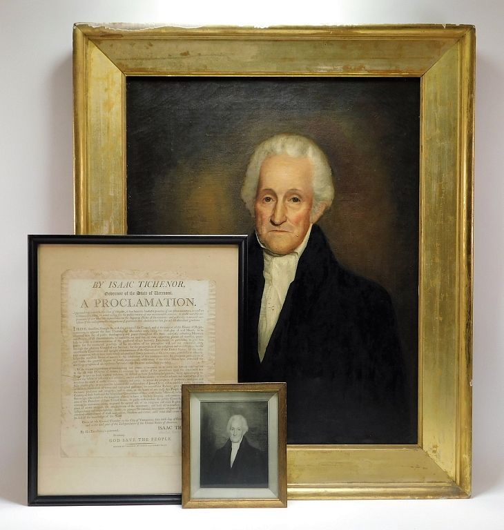 Appraisal: PC LG Isaac Tichner Portrait Painting w Ephemera United States