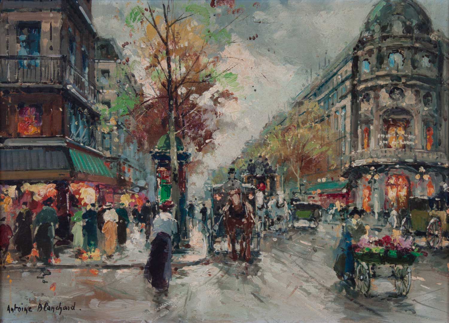 Appraisal: Antoine Blanchard Paris Les Boulevards oil French - Paris Les