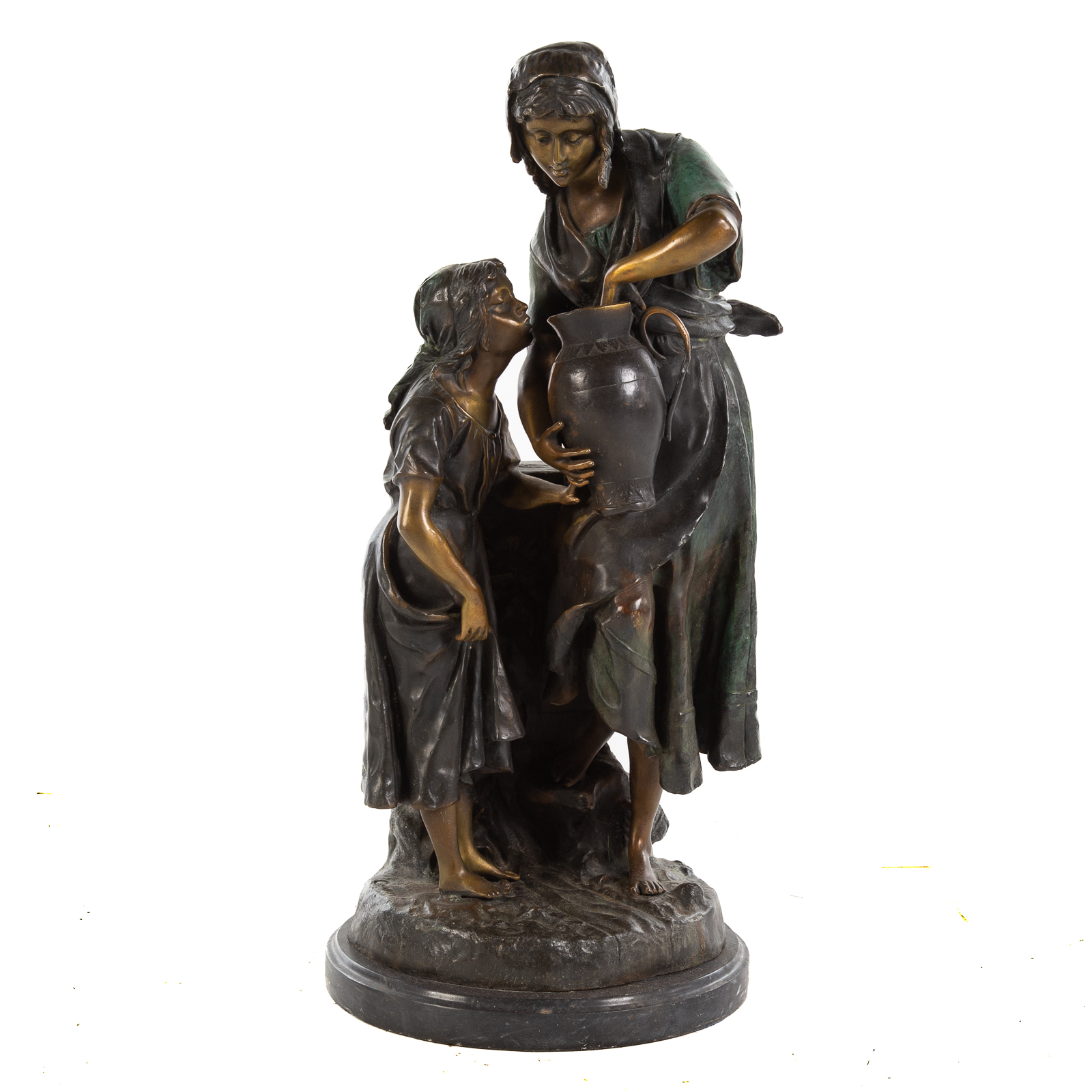 Appraisal: AFTER CARLIER MOTHER DAUGHTER BRONZE th century in H mounted