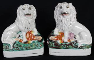 Appraisal: Pair of English Staffordshire pearlware figures circa depicting the British