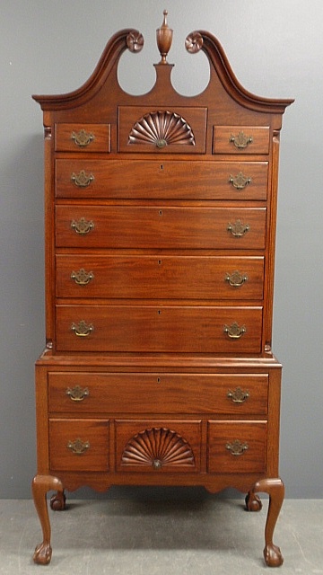 Appraisal: - Chippendale style mahogany two-piece highboy by Margolis Furniture h