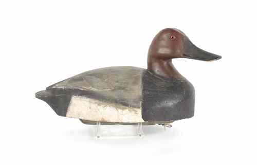 Appraisal: Carved redheaded duck decoy attributed to Ward Brothers early th