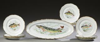 Appraisal: French Thirteen Piece Porcelain Fish Set early French Thirteen Piece