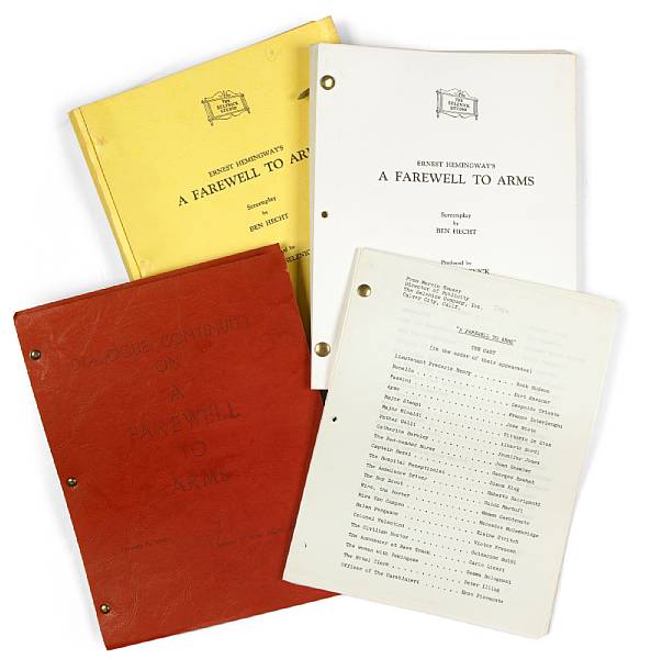 Appraisal: HECHT BEN A selection of screenplays and other material relating