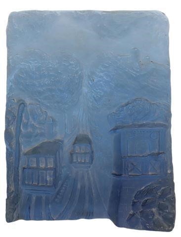 Appraisal: Modern pate de verre glass sculpture Funicular signed in the